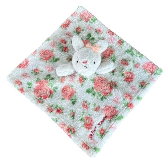 Betsey Johnson Baby Pink Rose Floral Plush Bunny Lovey Security Blanket Cottage - Picture 6 of 10